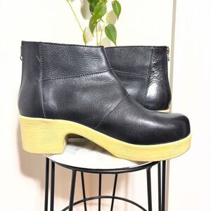 Calou Stockholm Wilma Zip Up Ankle Clog Boots Black Leather 41